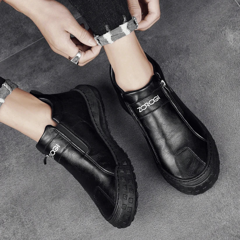 Men's Slip-On Shoes With Side Zipper