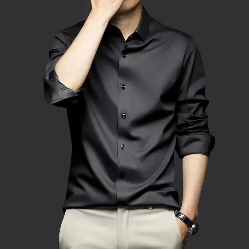 Beyond Raw Wrinkle-Free Satin Full-Sleeve Shirt - EOSS Sale