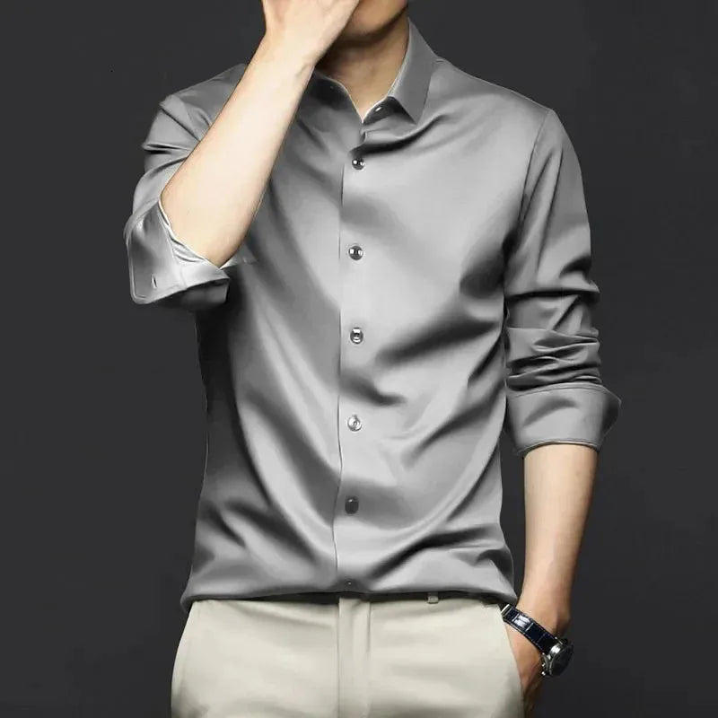 Beyond Raw Wrinkle-Free Satin Full-Sleeve Shirt - EOSS Sale