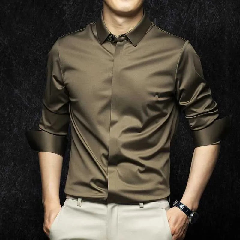 Beyond Raw Wrinkle-Free Satin Full-Sleeve Shirt - EOSS Sale