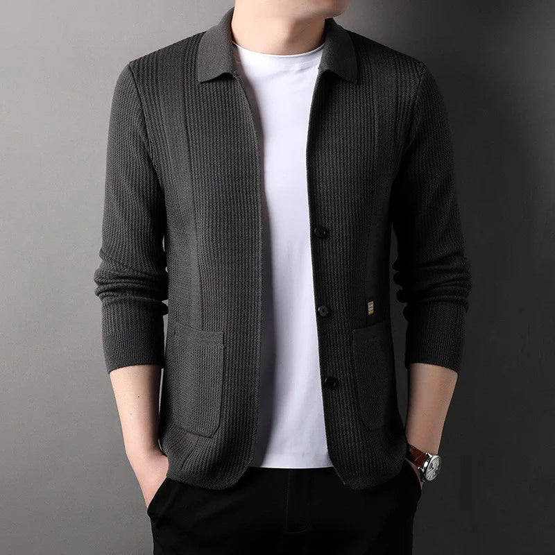 Beyond Raw's Lapel Knitted Long Sleeve Coat