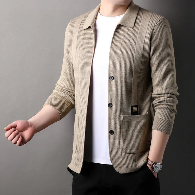 Beyond Raw's Lapel Knitted Long Sleeve Coat