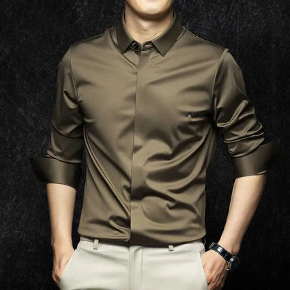 Beyond Raw Wrinkle-Free Satin Full-Sleeve Shirt - EOSS Sale