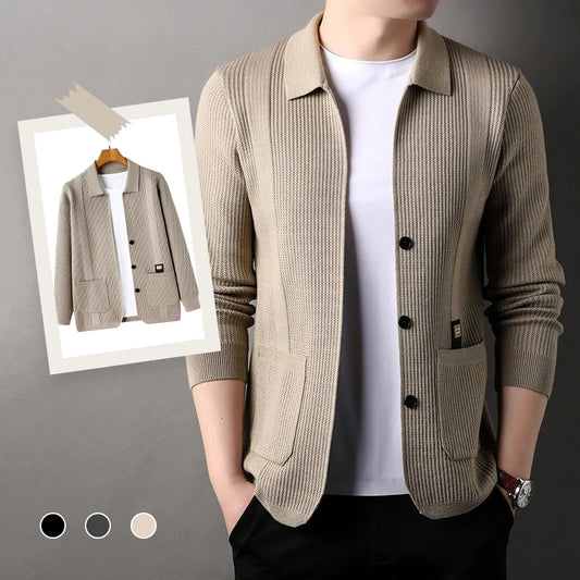 Beyond Raw's Lapel Knitted Long Sleeve Coat
