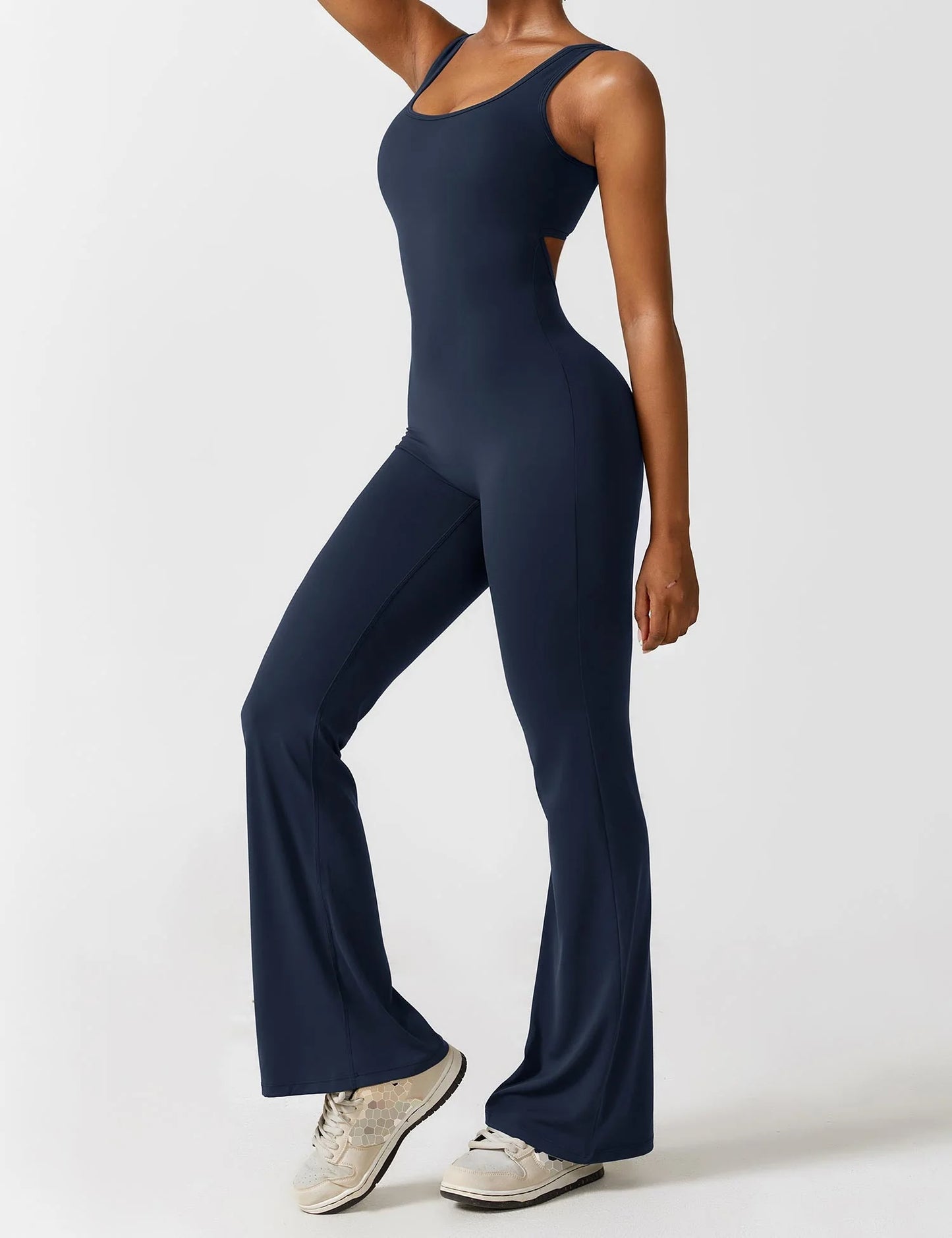 Beyond Raw V-Back Flared Jumpsuit